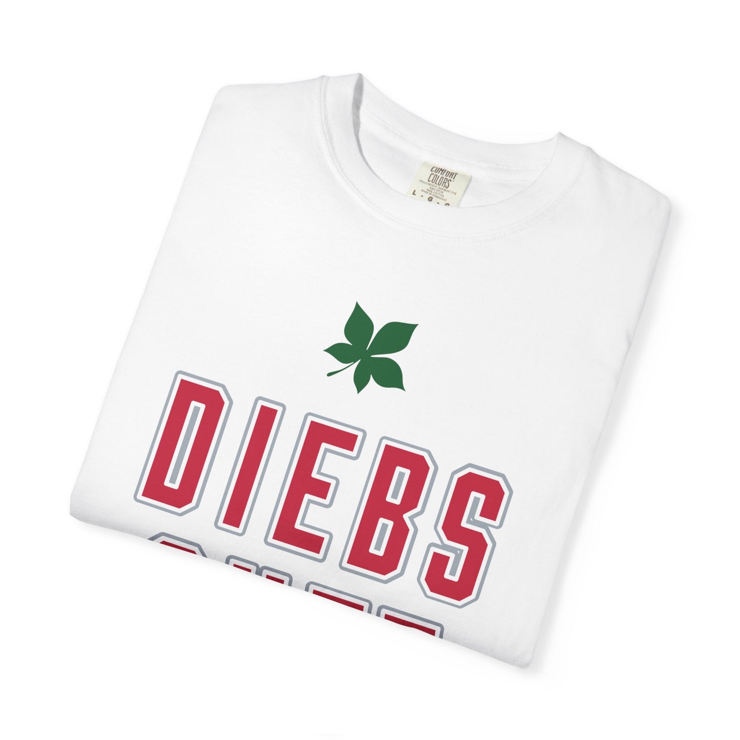 Diebs Nuts Graphic T-Shirt — Retro Lettering Tee with Leaf Accent