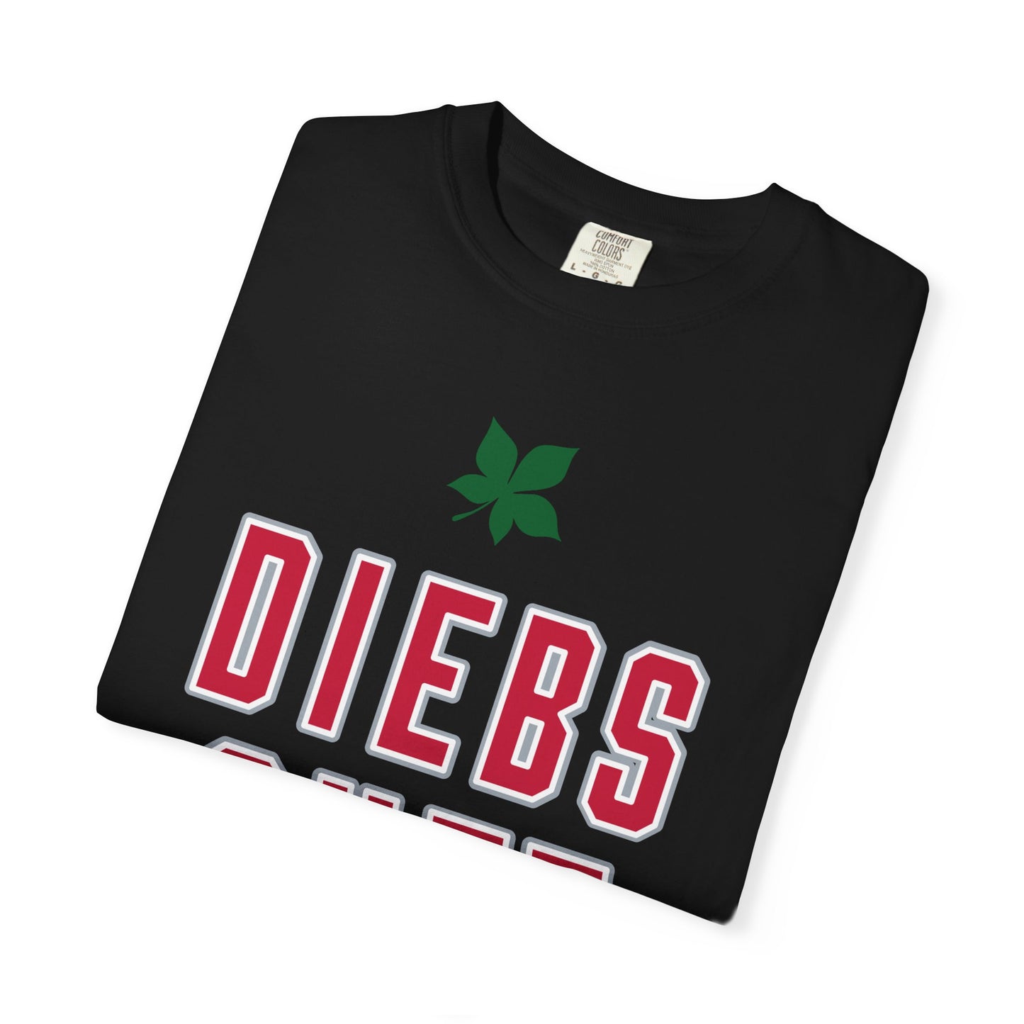 Diebs Nuts Graphic T-Shirt — Retro Lettering Tee with Leaf Accent