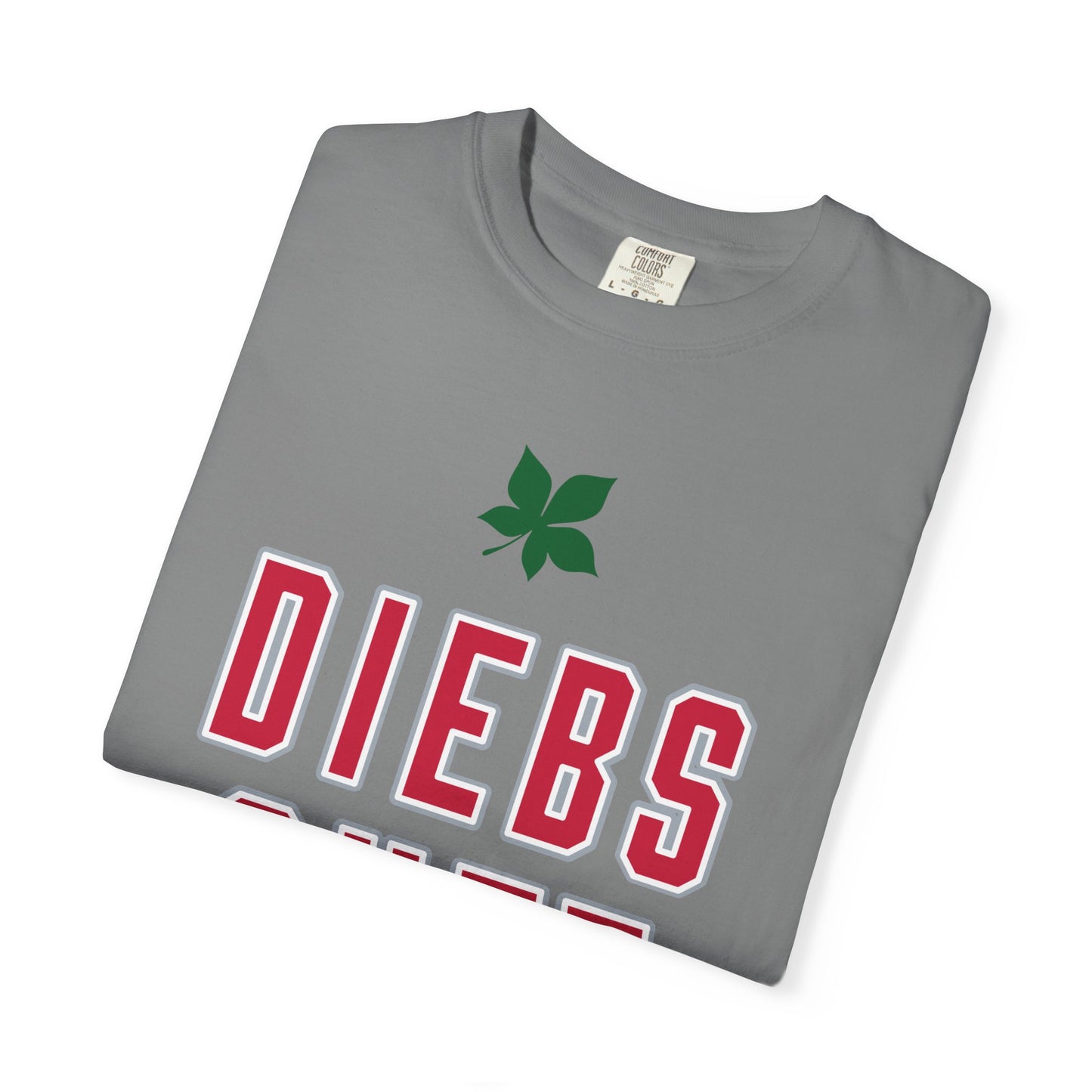 Diebs Nuts Graphic T-Shirt — Retro Lettering Tee with Leaf Accent